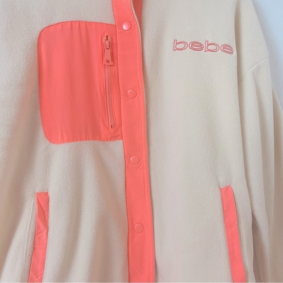 bebe Sport Polar Fleece Snap Cream Pink Jacket Sz M - Picture 5 of 15